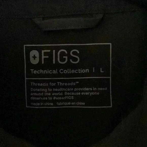 Figs  Polo Black Scrub Top Size Large - Picture 3 of 7